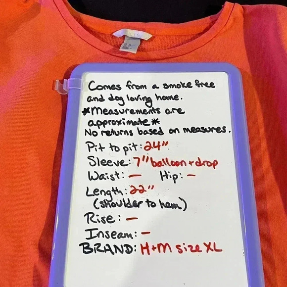 H & M orange French Terry top with balloon sleeves size XL EUC - Picture 7 of 14